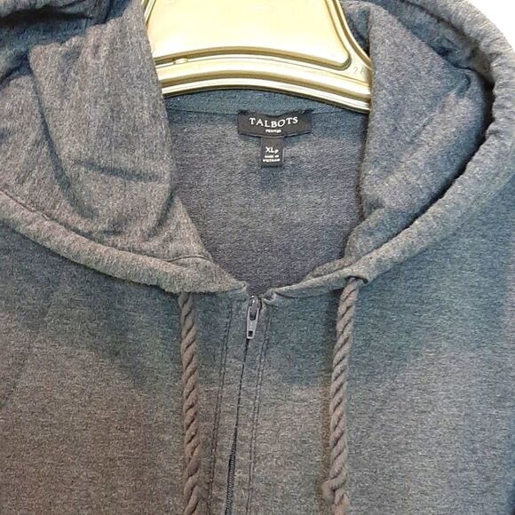 Talbots cotton Gray Hoodid Zip XL - Picture 2 of 5